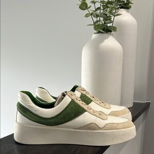 Green and White Platform Sneakers